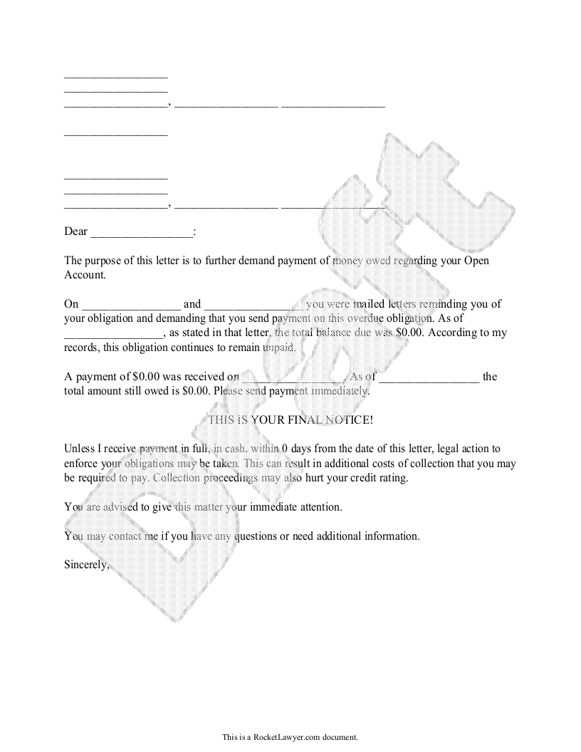 Free 20-Day Past Due Letter  Free to Print, Save & Download