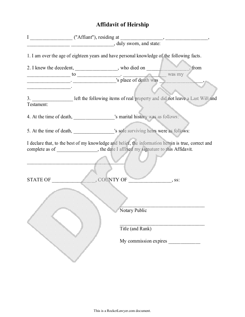 Free Affidavit of Heirship  Free to Print, Save & Download