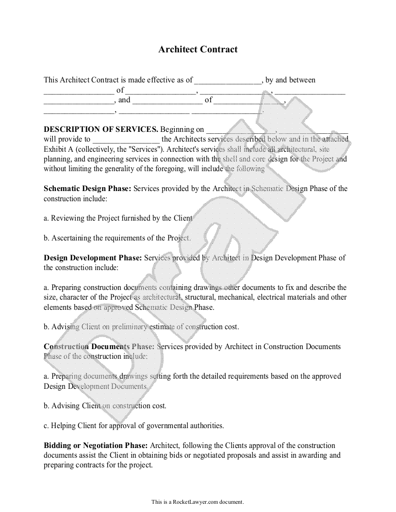 Sample Architect Contract Template