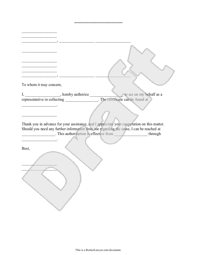 Sample Authorization Letter Template