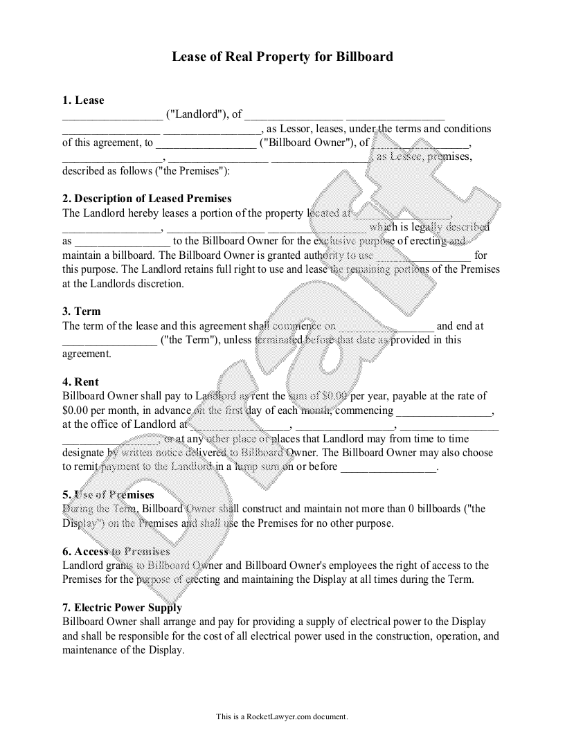 Outdoor Advertising Agreement Template Sfiveband