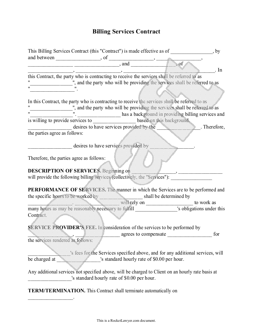 Sample Billing Services Contract Template