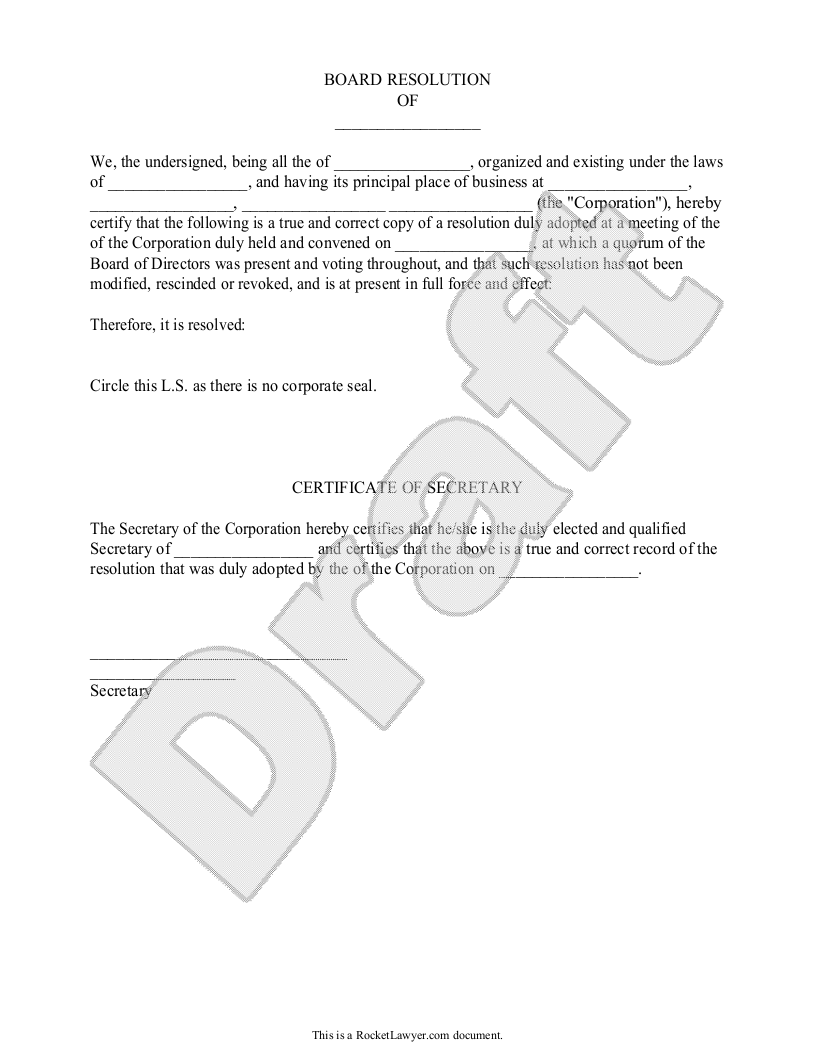 Free Board Resolution Free To Print Save Download