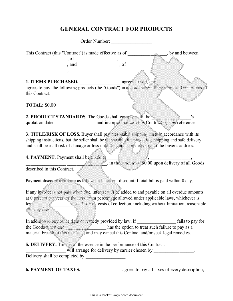 Free Business Contract Free to Print, Save & Download