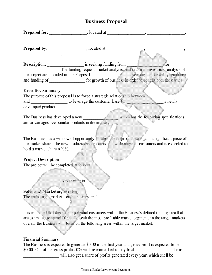 Free Business Proposal  Free to Print, Save & Download