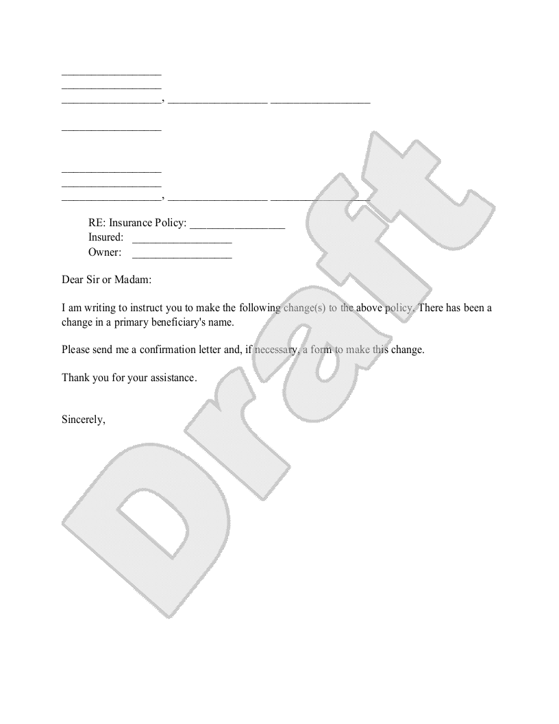 Free Change of Beneficiary Letter Template Rocket Lawyer