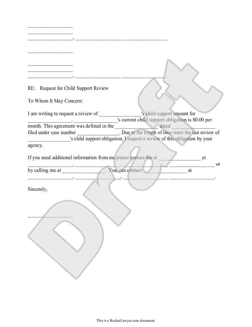 Sample Child Support Review Letter Template