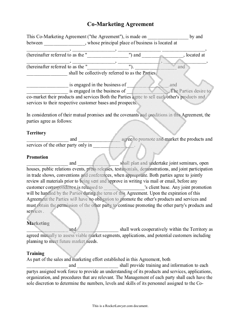 Sample Co-Marketing Agreement Template