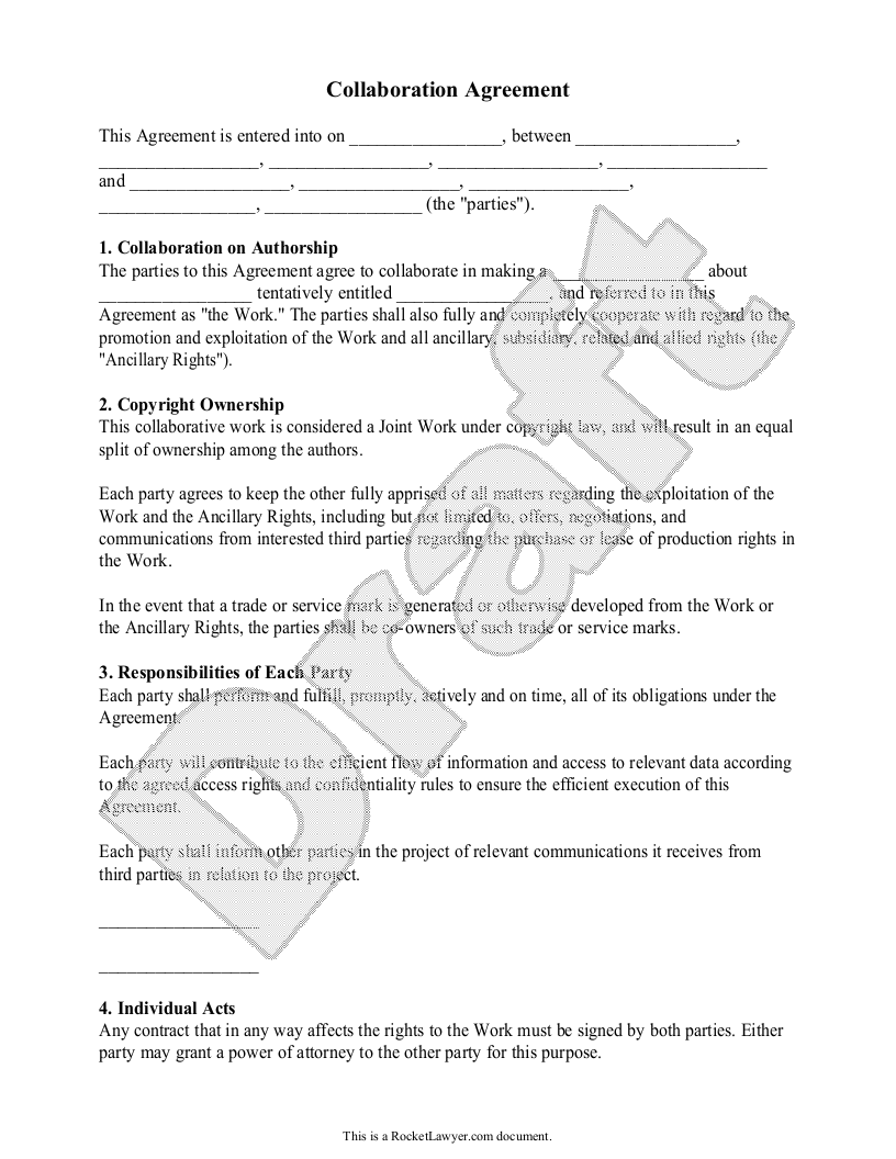 Free Collaboration Agreement  Free to Print, Save & Download Throughout brand partnership agreement template