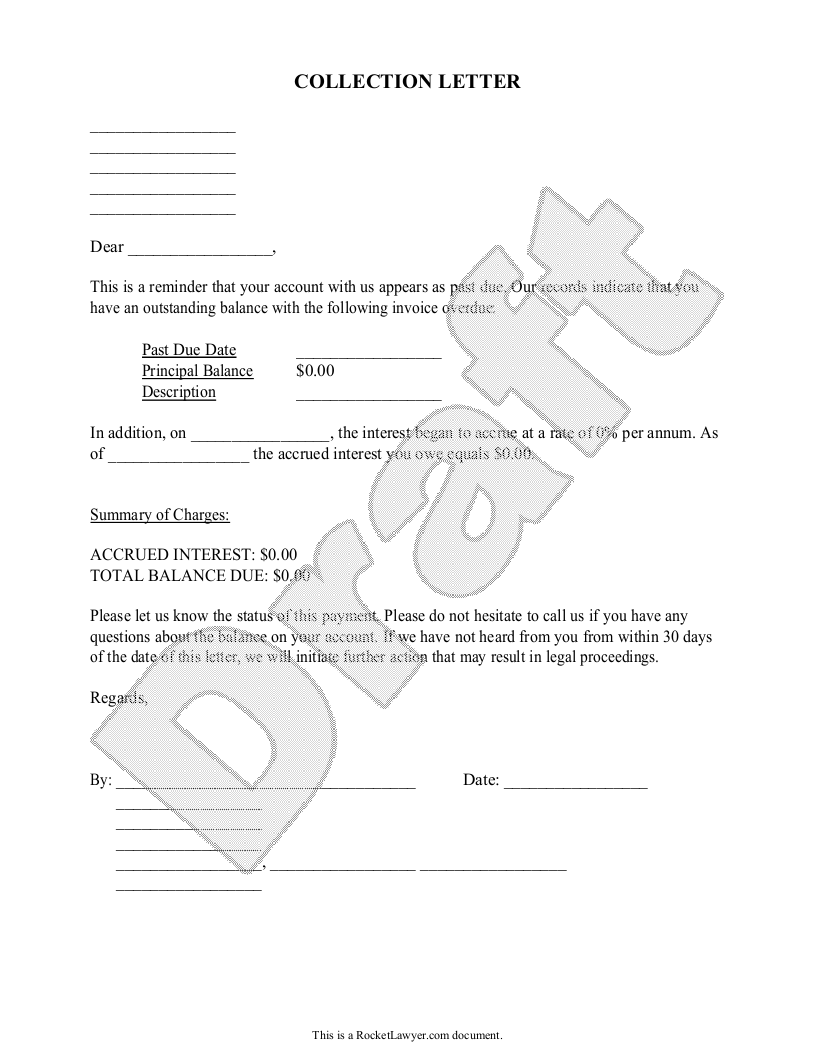Sample Collection Letter Template