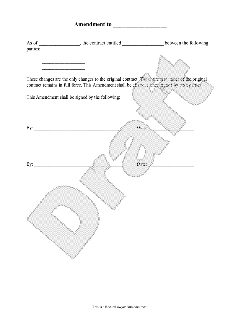 Free Contract Amendment  Free to Print, Save & Download