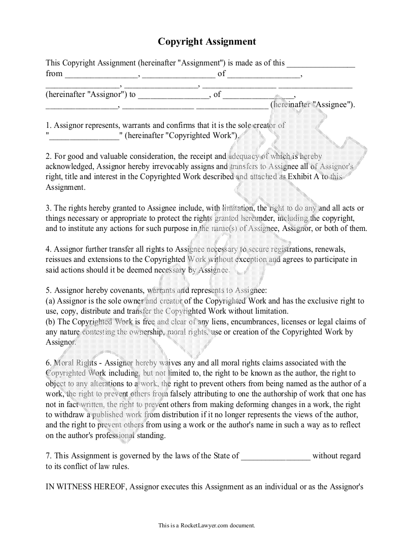 Free Copyright Assignment  Free to Print, Save & Download Throughout copyright assignment agreement template
