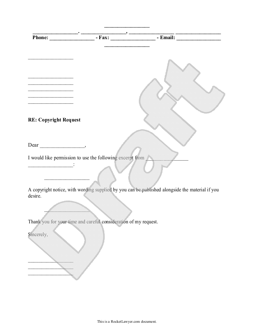 Sample Copyright Request Template