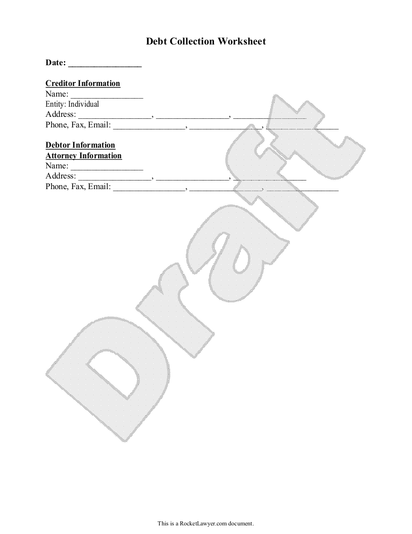 Free Debt Collection Worksheet | Free to Print, Save & Download