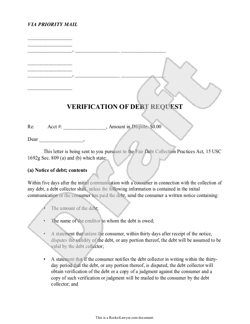 Free Debt Validation Letter  Free to Print, Save & Download