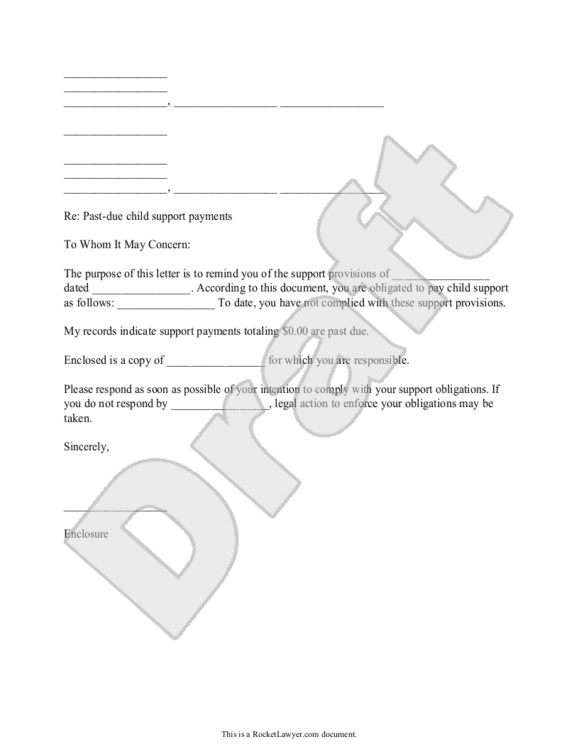 Sample Demand for Child Support Payment Template