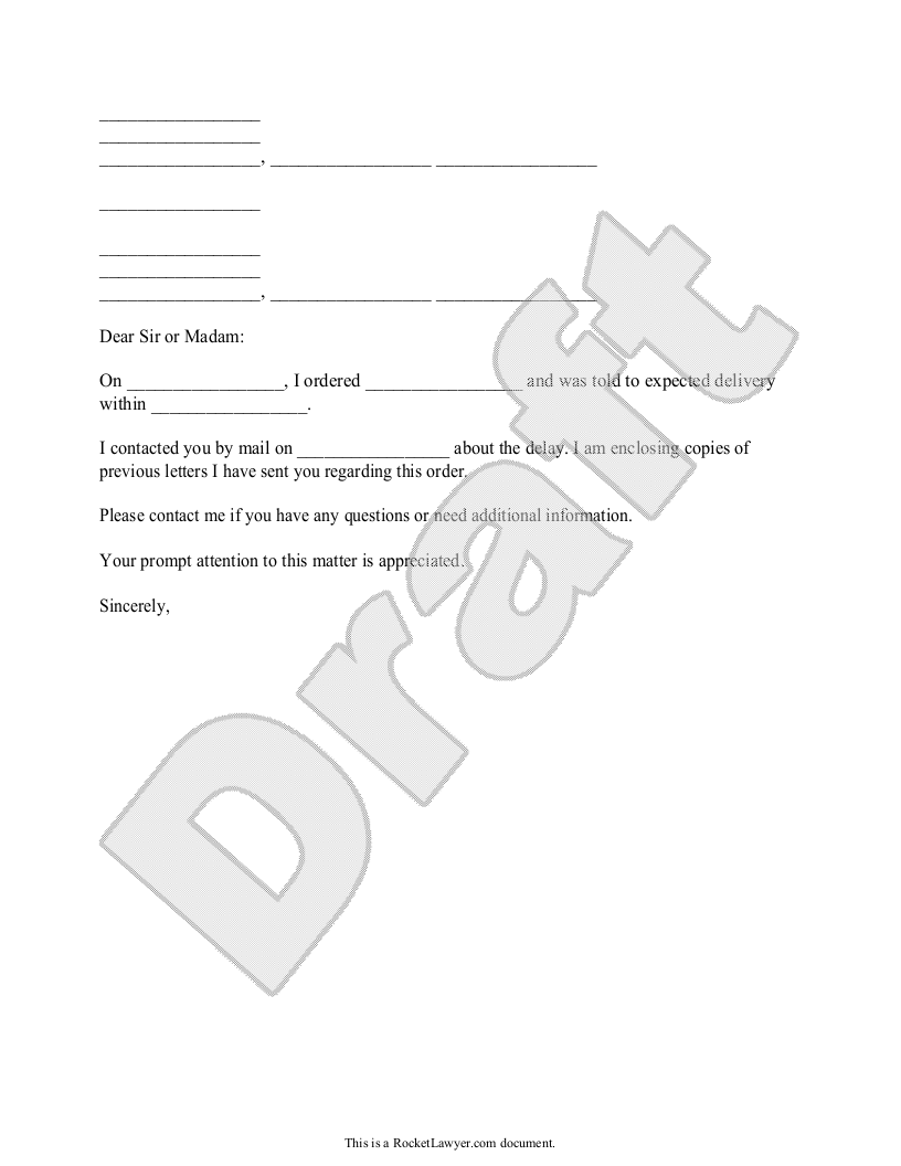 Sample Demand for Delivery Template