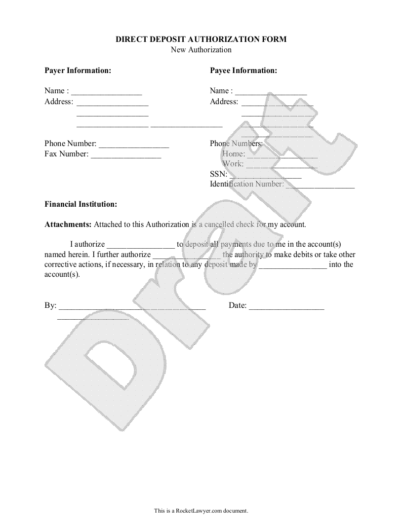 free direct deposit form faqs rocket lawyer