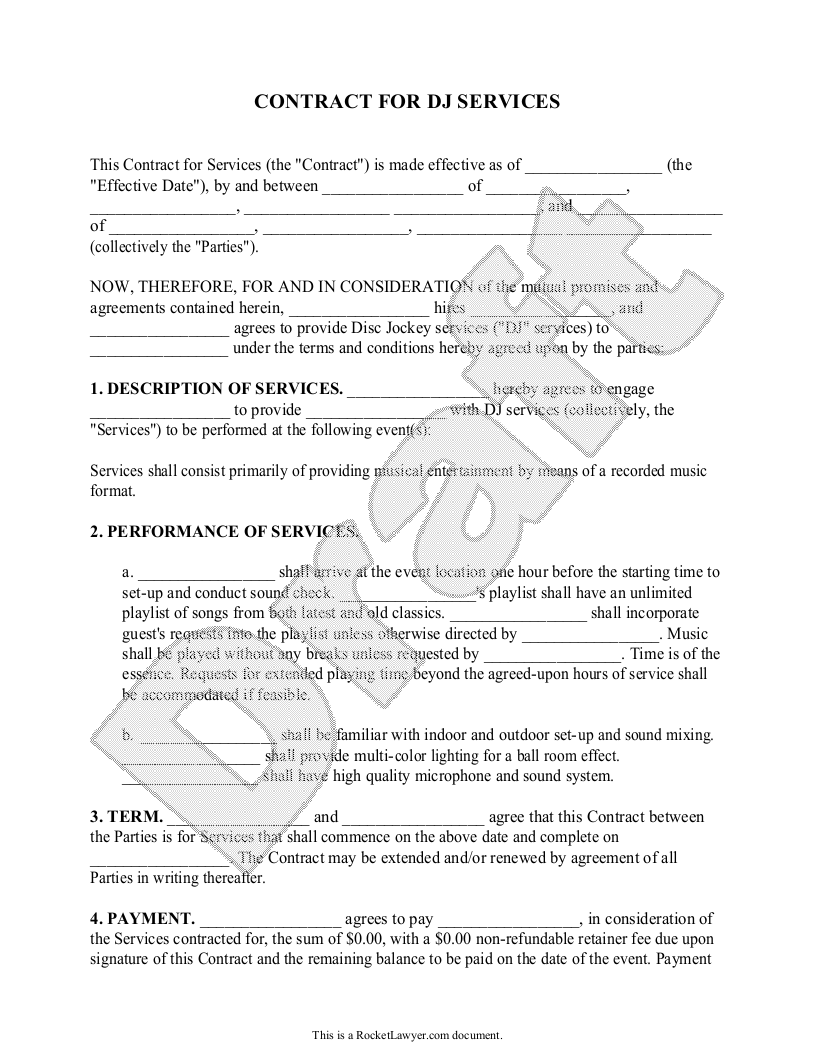 Free DJ Contract Make Sign Download Rocket Lawyer