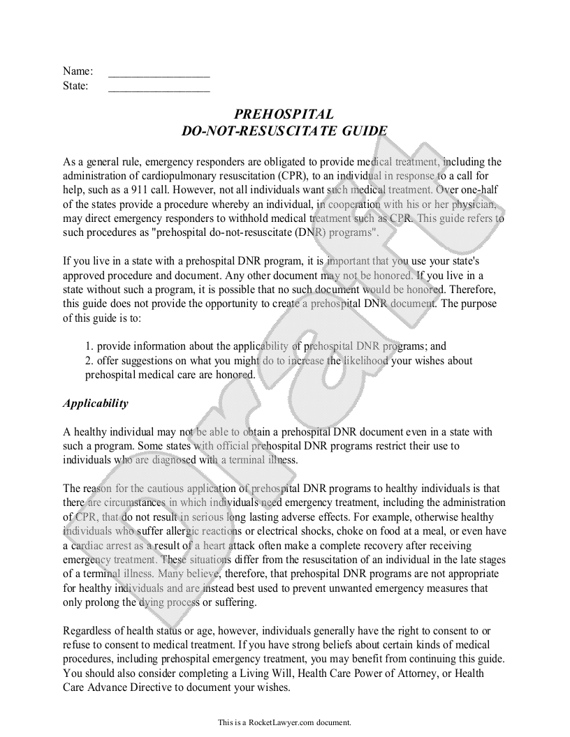 Free DoNotResuscitate Guide Free to Print, Save & Download