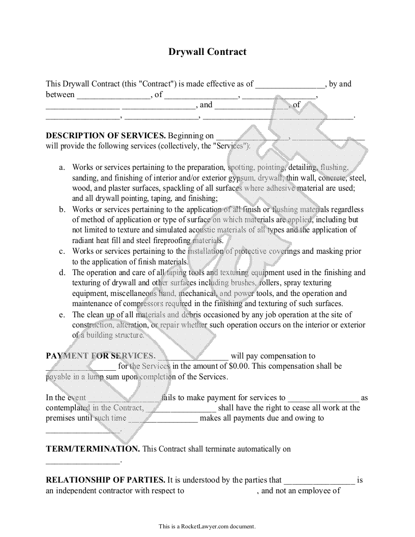 Sample Drywall Contract Template