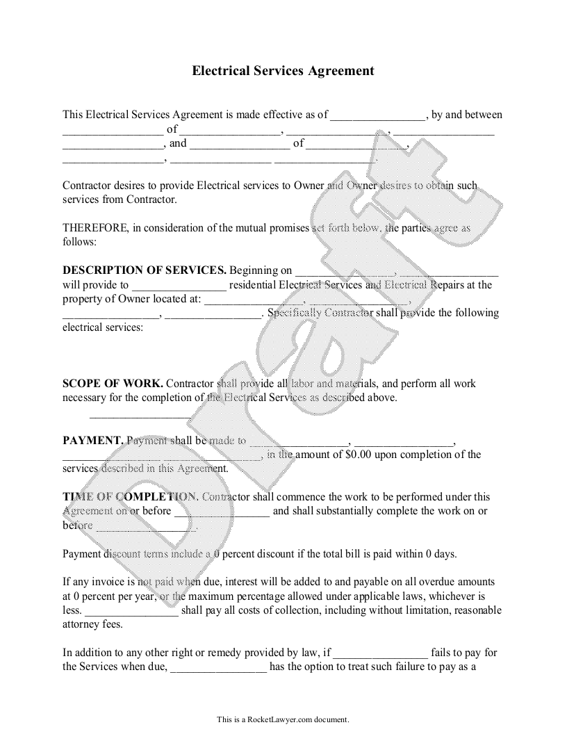 Free Electrical Service Agreement Free to Print, Save & Download Within free terms of service agreement template Free Electrical Service Agreement Free to Print, Save & Download Within free terms of service agreement template