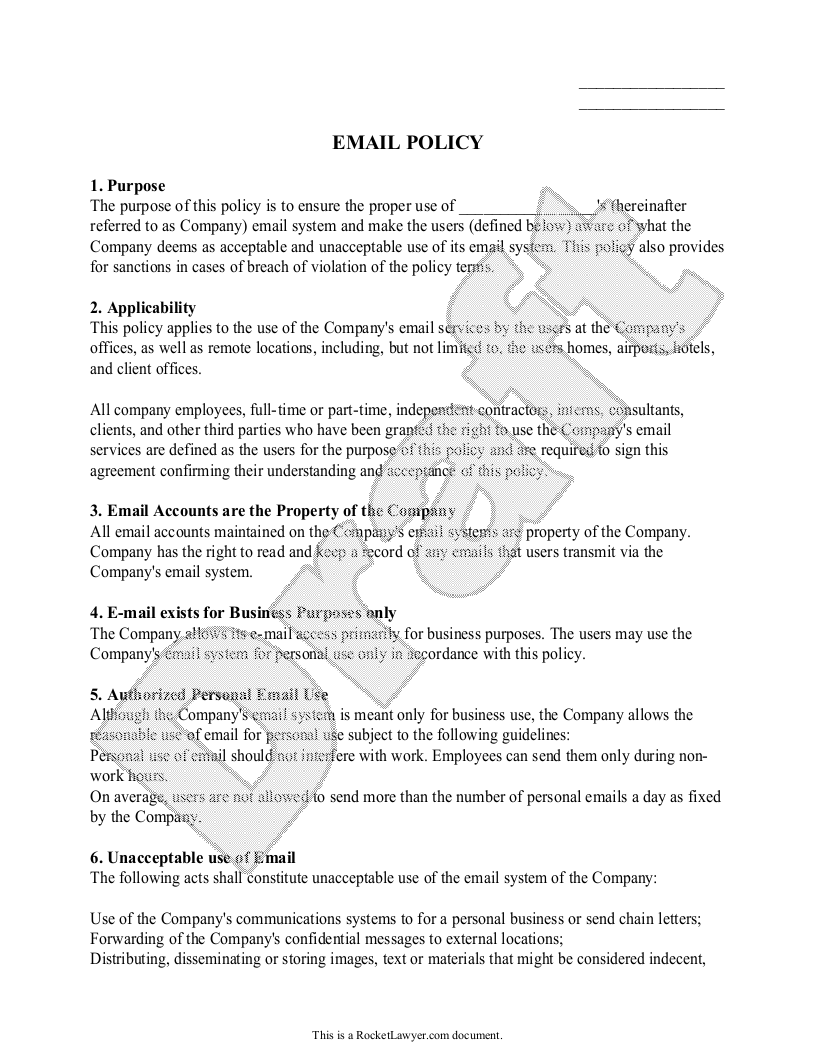 Sample Email Policy Template