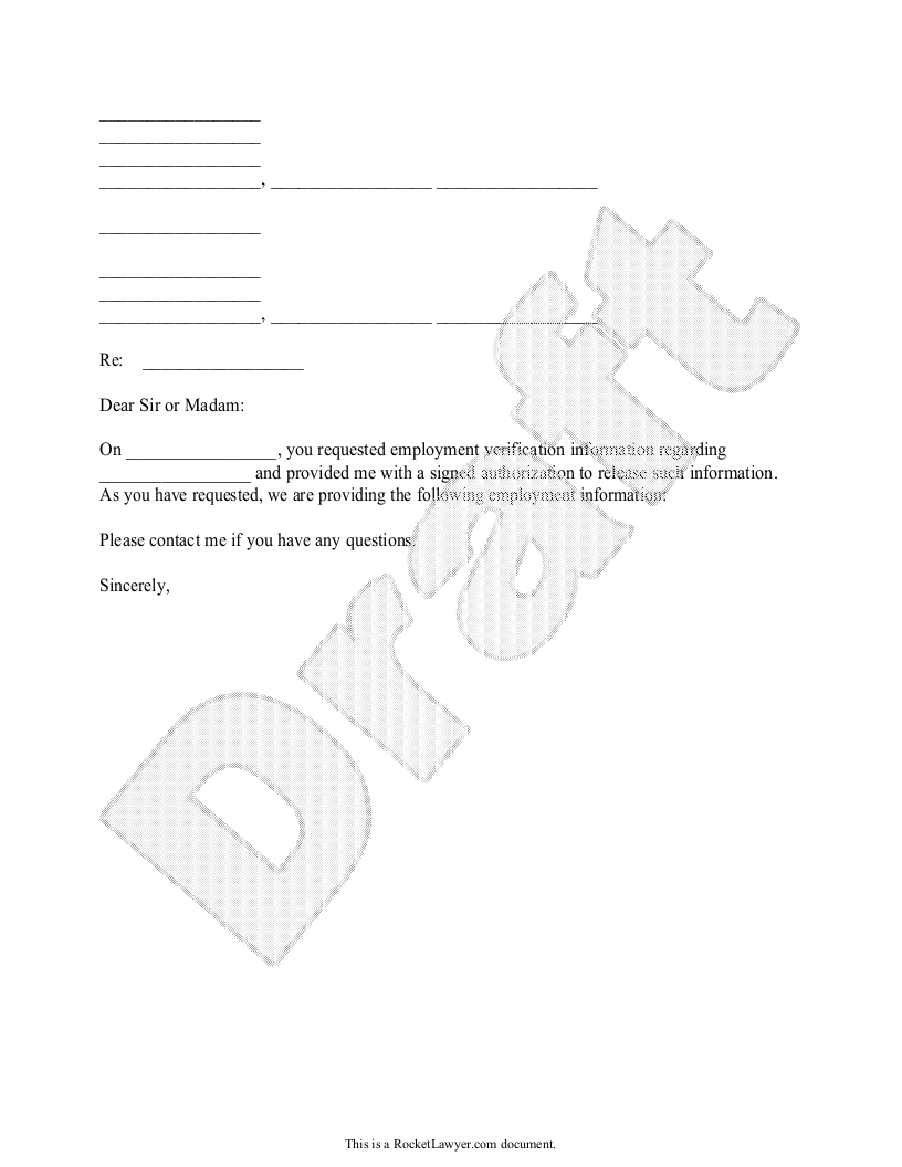 Free Employment Verification Letter Rocket Lawyer free-employment-verification-letter-rocket-lawyer