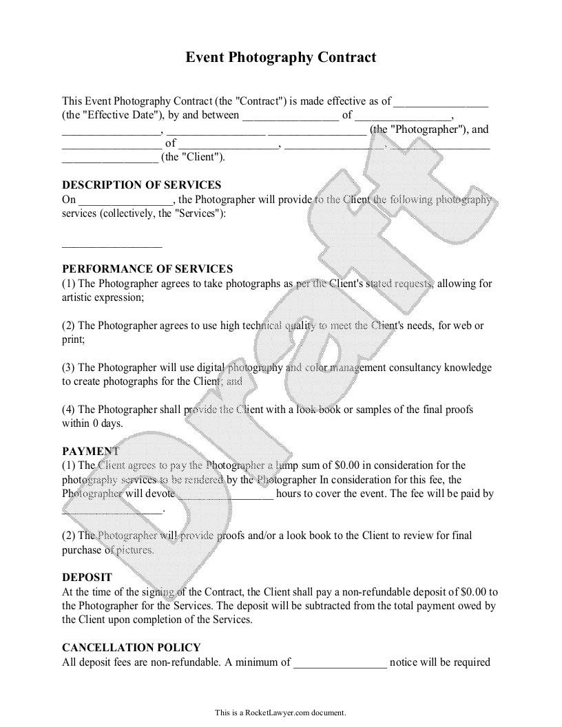 photography client contract template