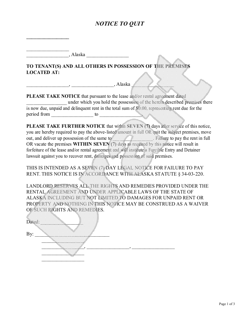 free alaska eviction notice free to print save download