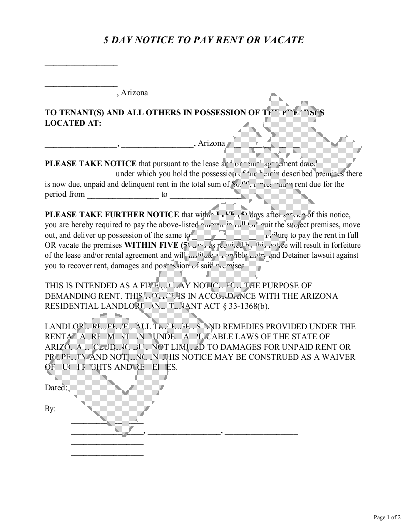 Free Arizona Eviction Notice Free to Print, Save & Download
