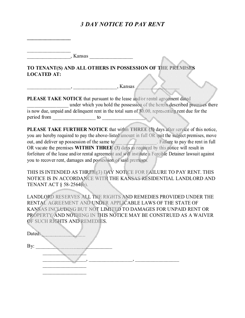 Free Kansas Eviction Notice  Free to Print, Save & Download