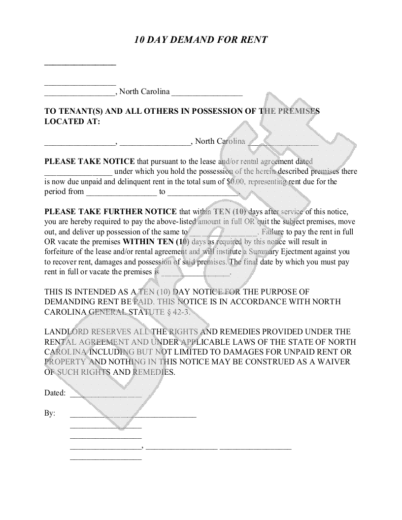 Free North Carolina Eviction Notice  Free to Print & Download