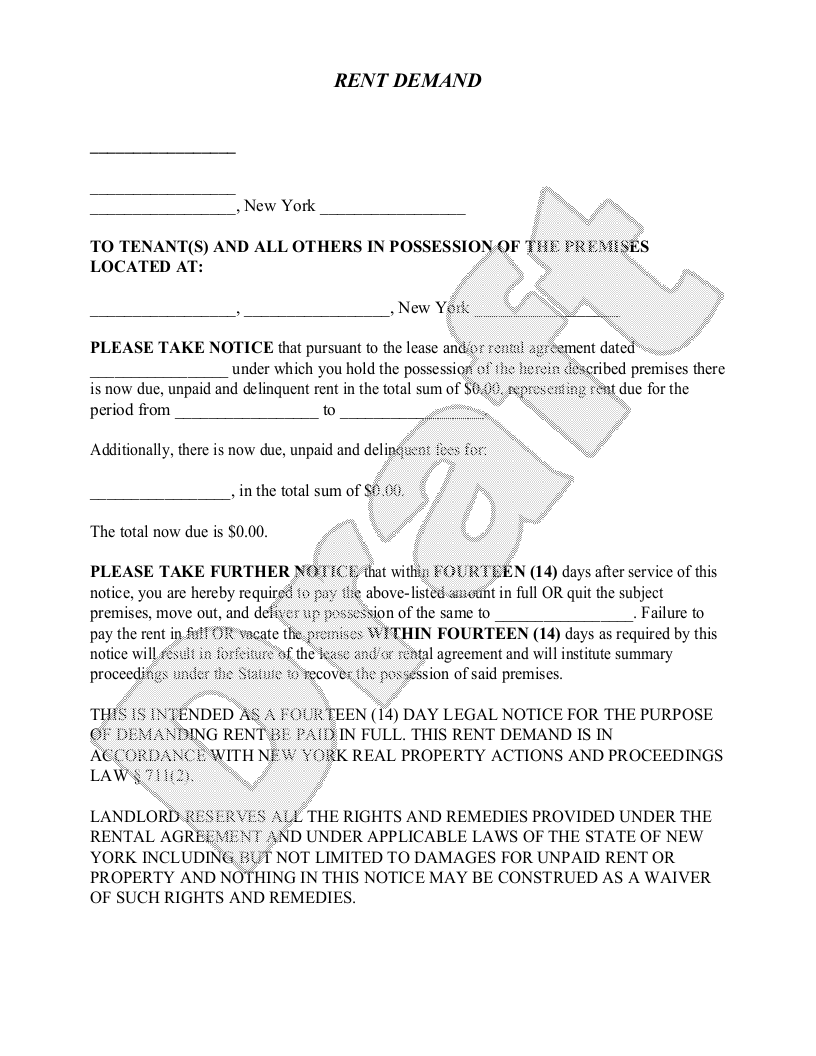 Free New York Eviction Notice  Free to Print, Save & Download