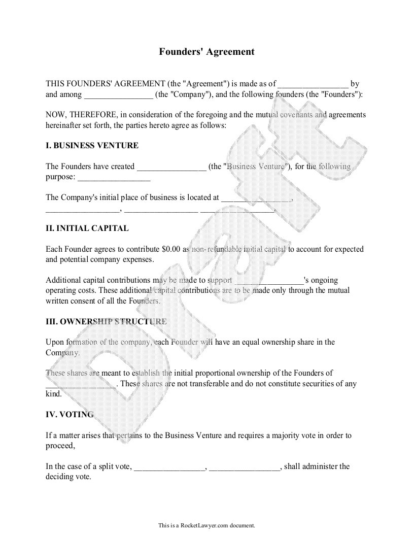 Sample Founders' Agreement Template