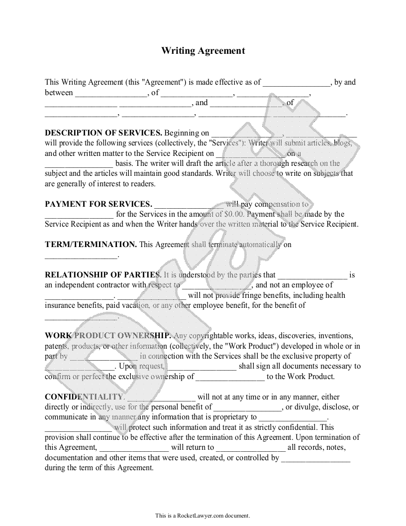 Free Freelance Writer Contract  Free to Print, Save & Download Regarding songwriter agreement template