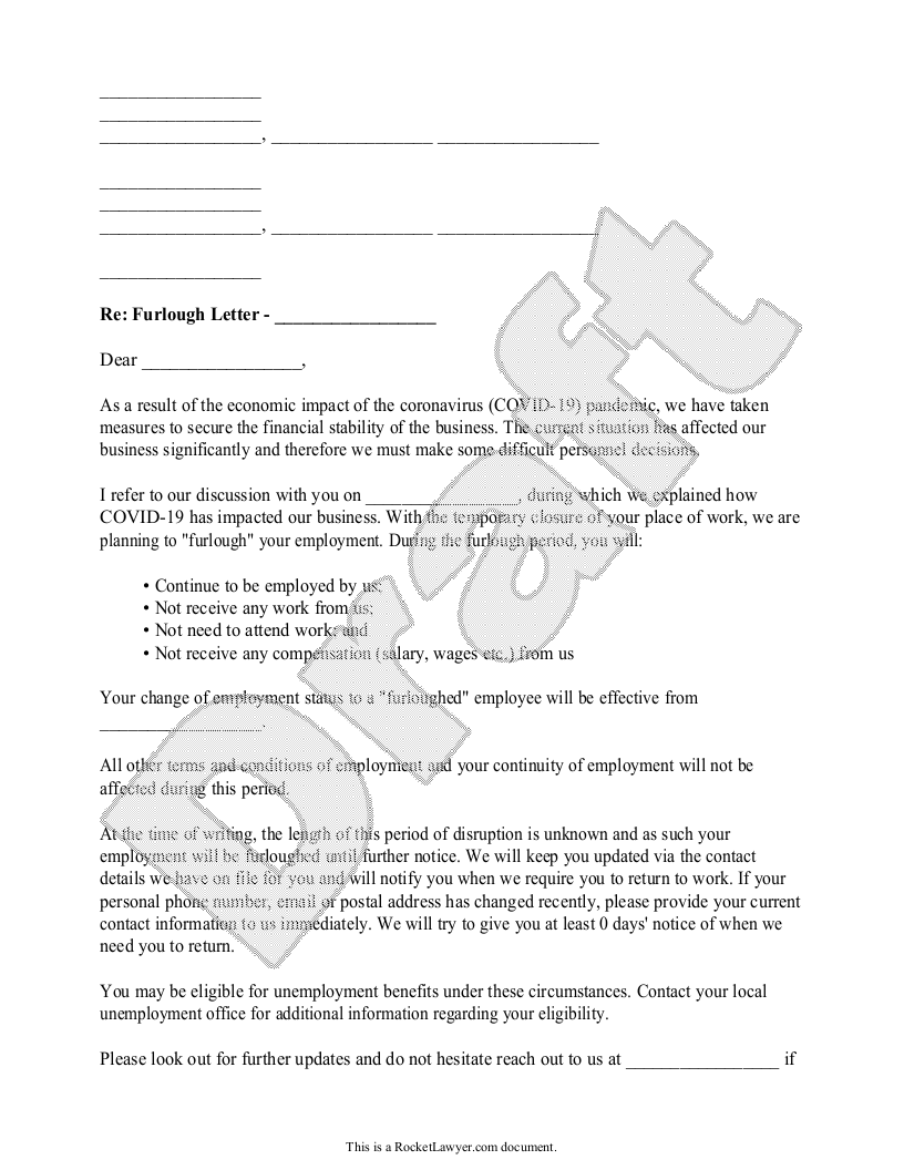 Free Furlough Letter  Free to Print, Save & Download