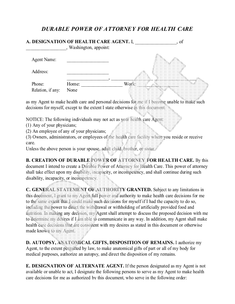Free Washington Healthcare POA: Make & Download - Rocket Lawyer