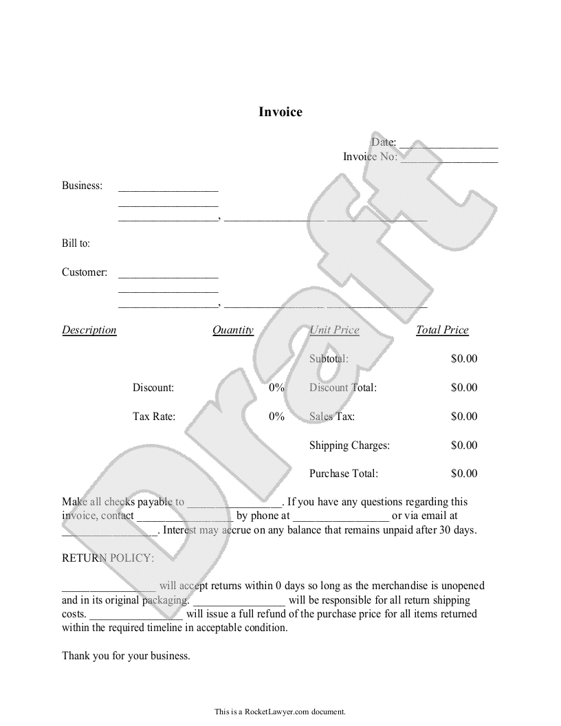 free invoice free to print save download