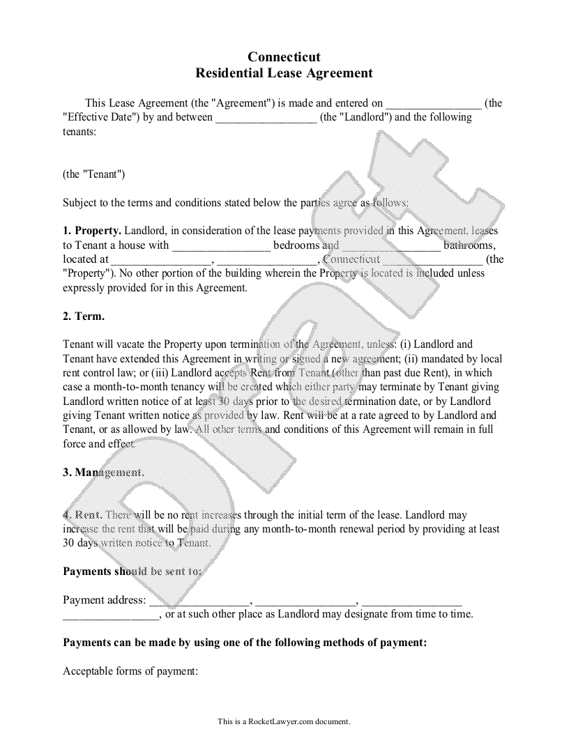 Free Connecticut Lease Agreement Free To Print Save Download