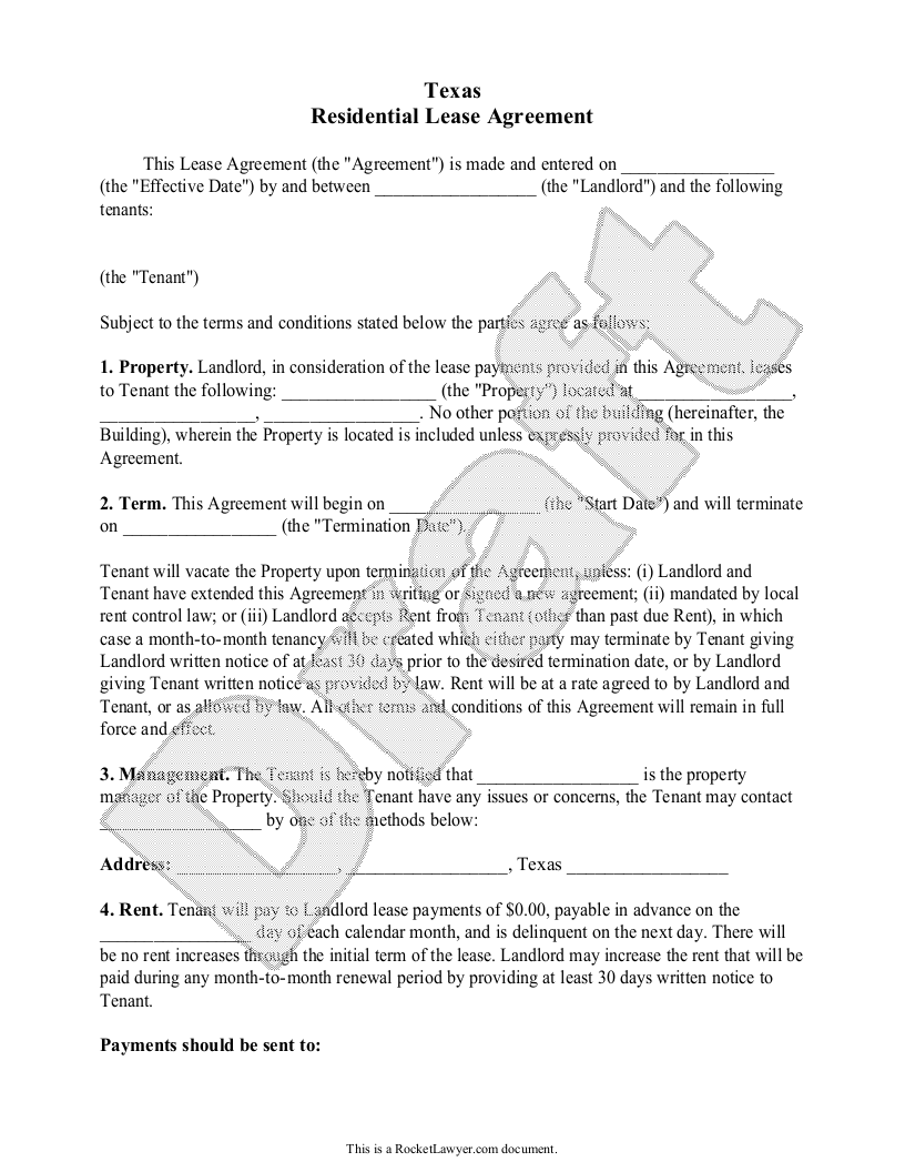 Sample Texas Lease Agreement Template