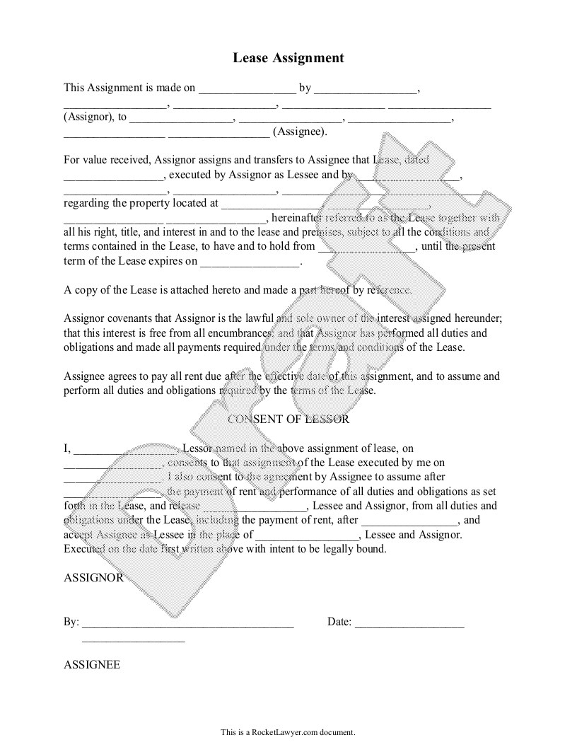 Sample Lease Assignment Template
