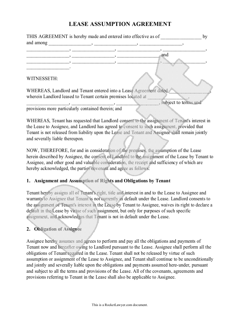 assignment and assumption agreement sample