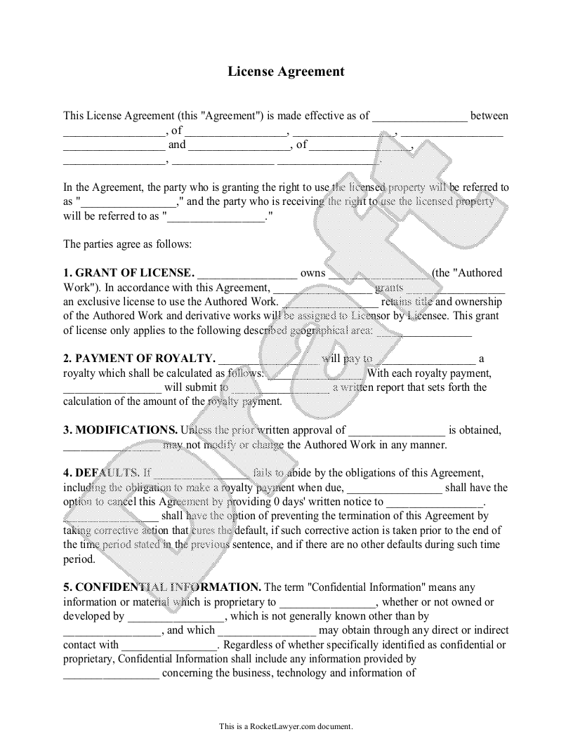 Free License Agreement  Free to Print, Save & Download Throughout free trademark license agreement template