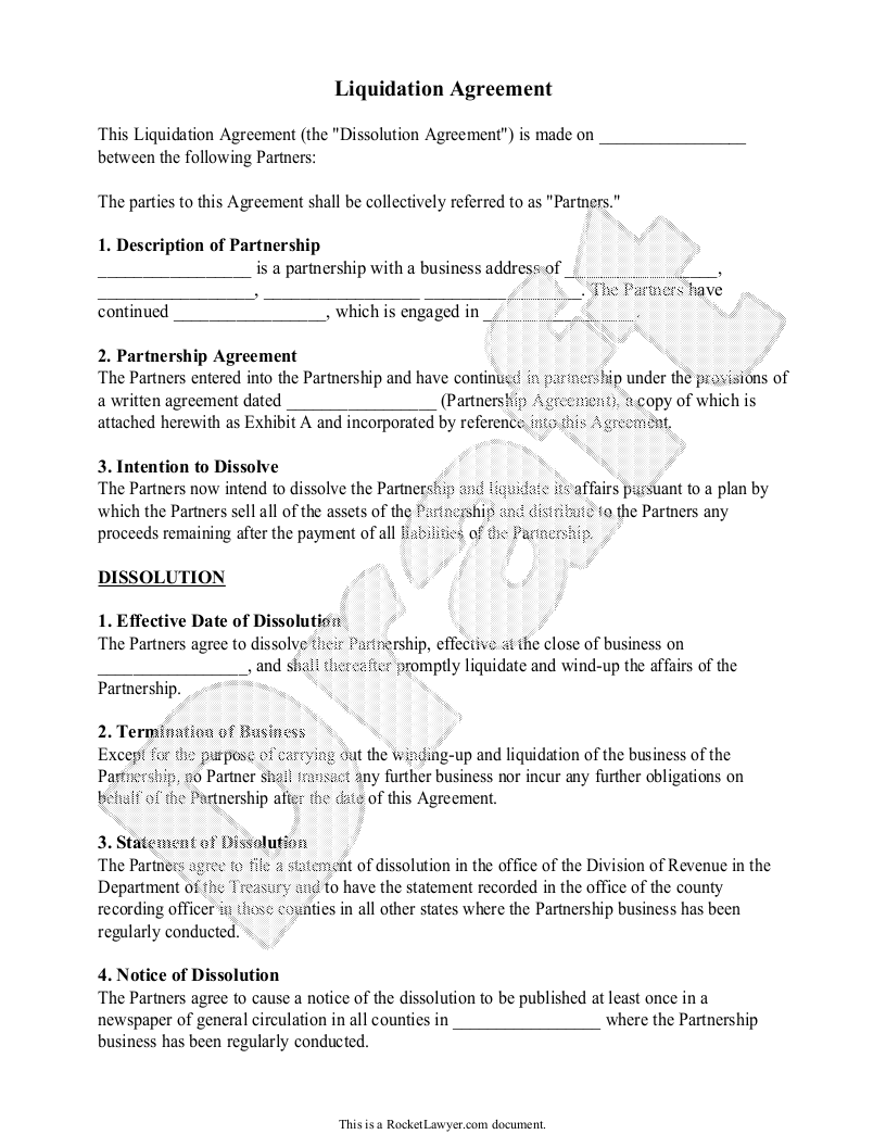 Dissolution Of Partnership Agreement Template