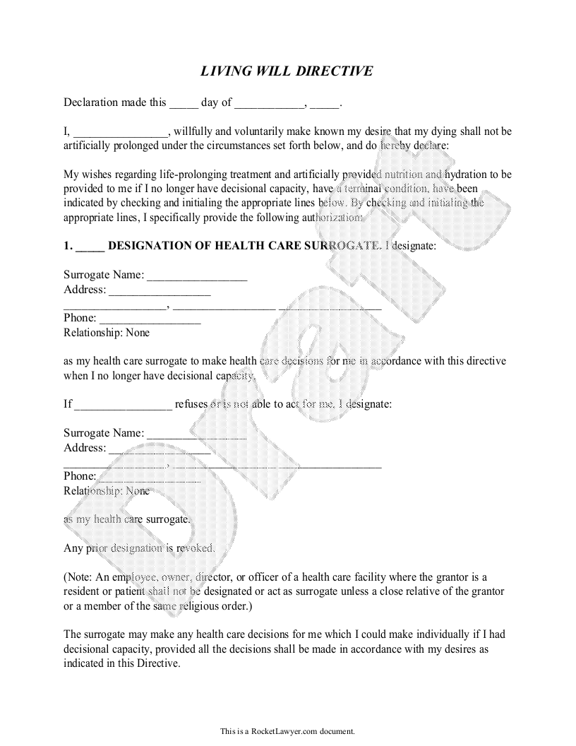 Free Kentucky Living Will Template & FAQs Rocket Lawyer