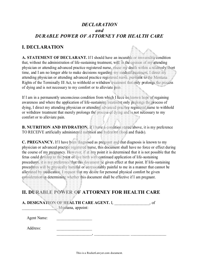 Free Montana Living Will Template & FAQs Rocket Lawyer