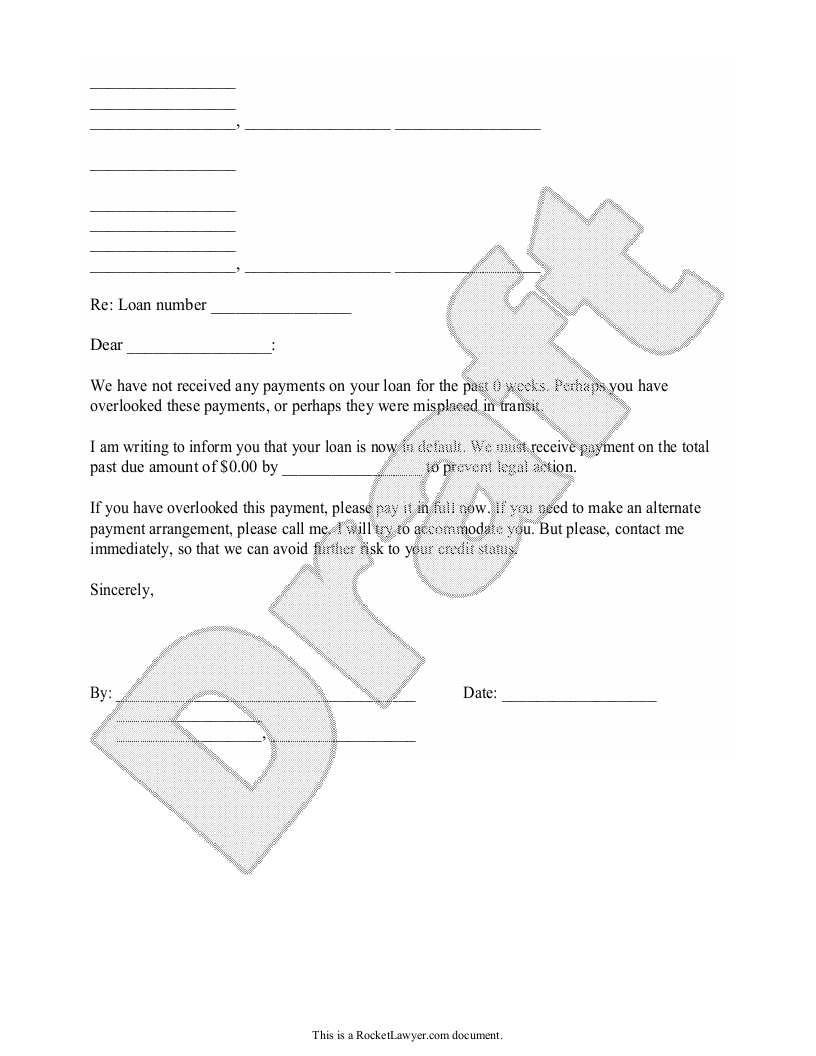 default notice letter template default notice letter template