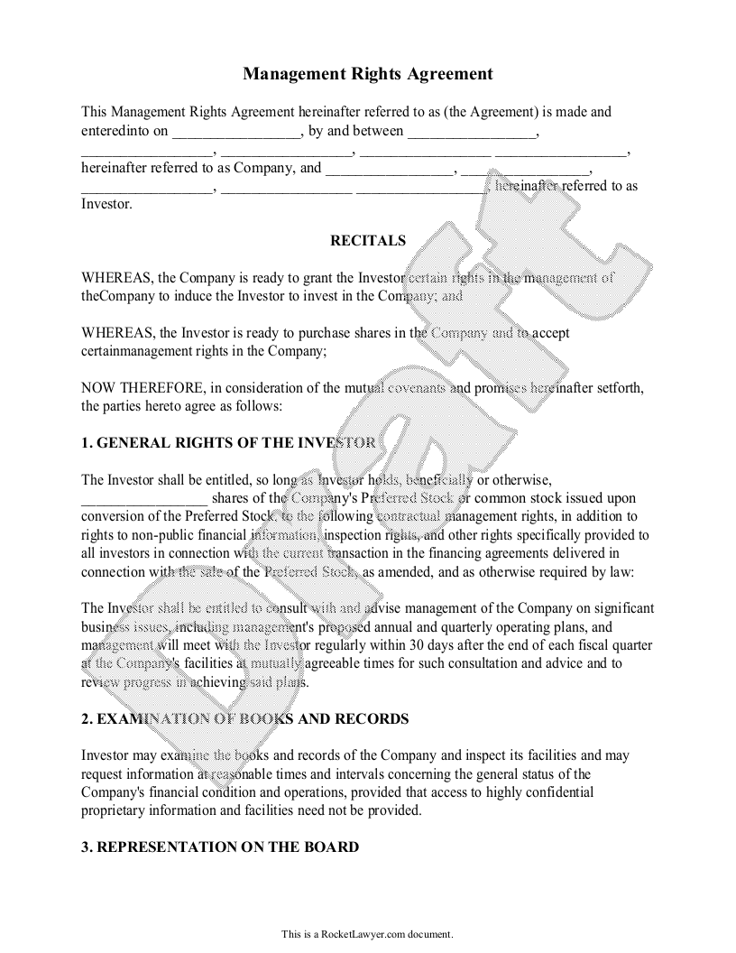 Sample Management Rights Agreement Template