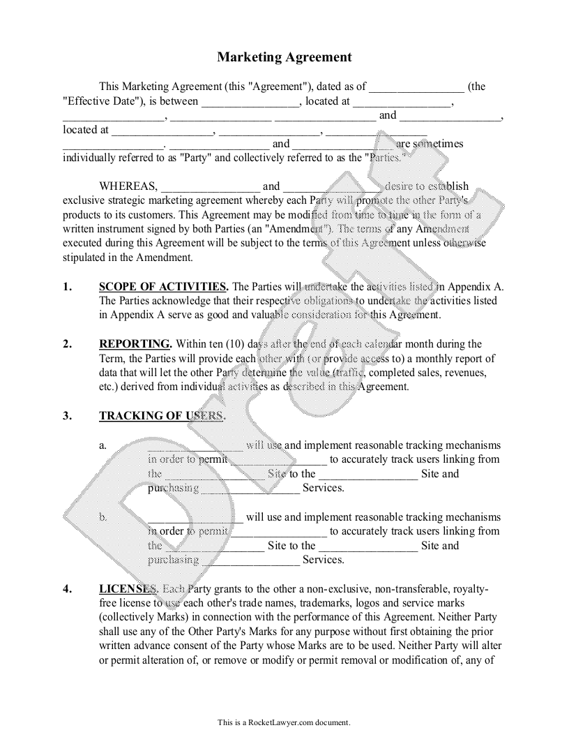 Free Marketing Agreement  Free to Print, Save & Download For free advertising agency agreement template
